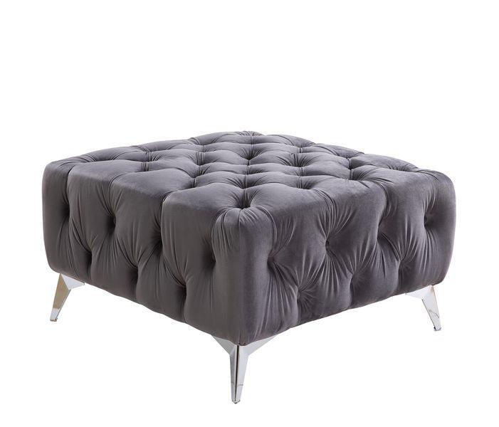 ACME Wugtyx Sectional - Ottoman,  Dark GrayVelvet