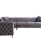 ACME Wugtyx Sectional Sofa w/3 Pillows,  Dark GrayVelvet