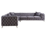 ACME Wugtyx Sectional Sofa w/3 Pillows,  Dark GrayVelvet