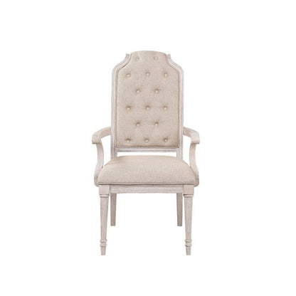 ACME Wynsor Arm Chair (Set-2), Fabric & Antique Champagne