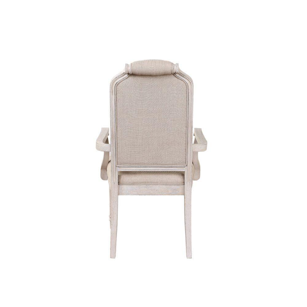 ACME Wynsor Arm Chair (Set-2), Fabric & Antique Champagne