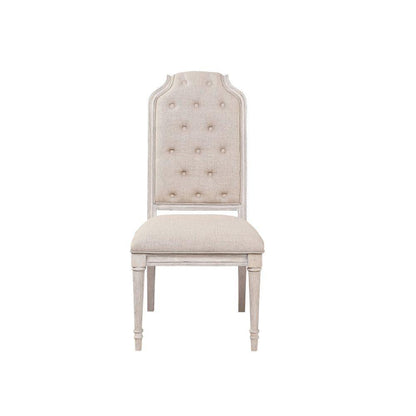 ACME Wynsor Side Chair (Set-2), Fabric & Antique Champagne