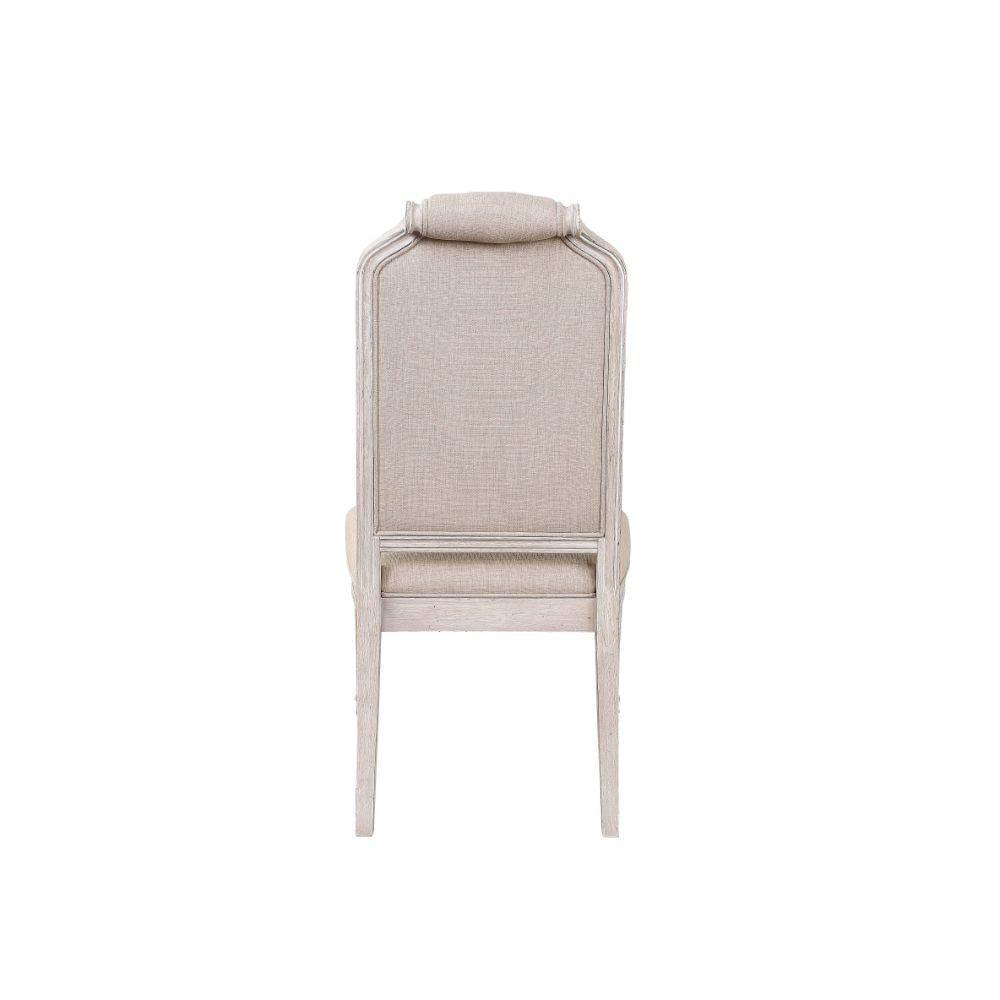 ACME Wynsor Side Chair (Set-2), Fabric & Antique Champagne