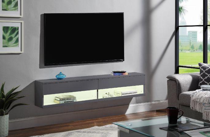 ACME Ximena Floating TV Stand, LED & Gray Finish