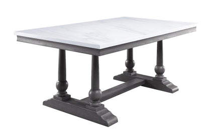 ACME Yabeina Dining Table , Marble Top & Gray Oak Finish