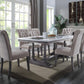 ACME Yabeina Dining Table , Marble Top & Gray Oak Finish