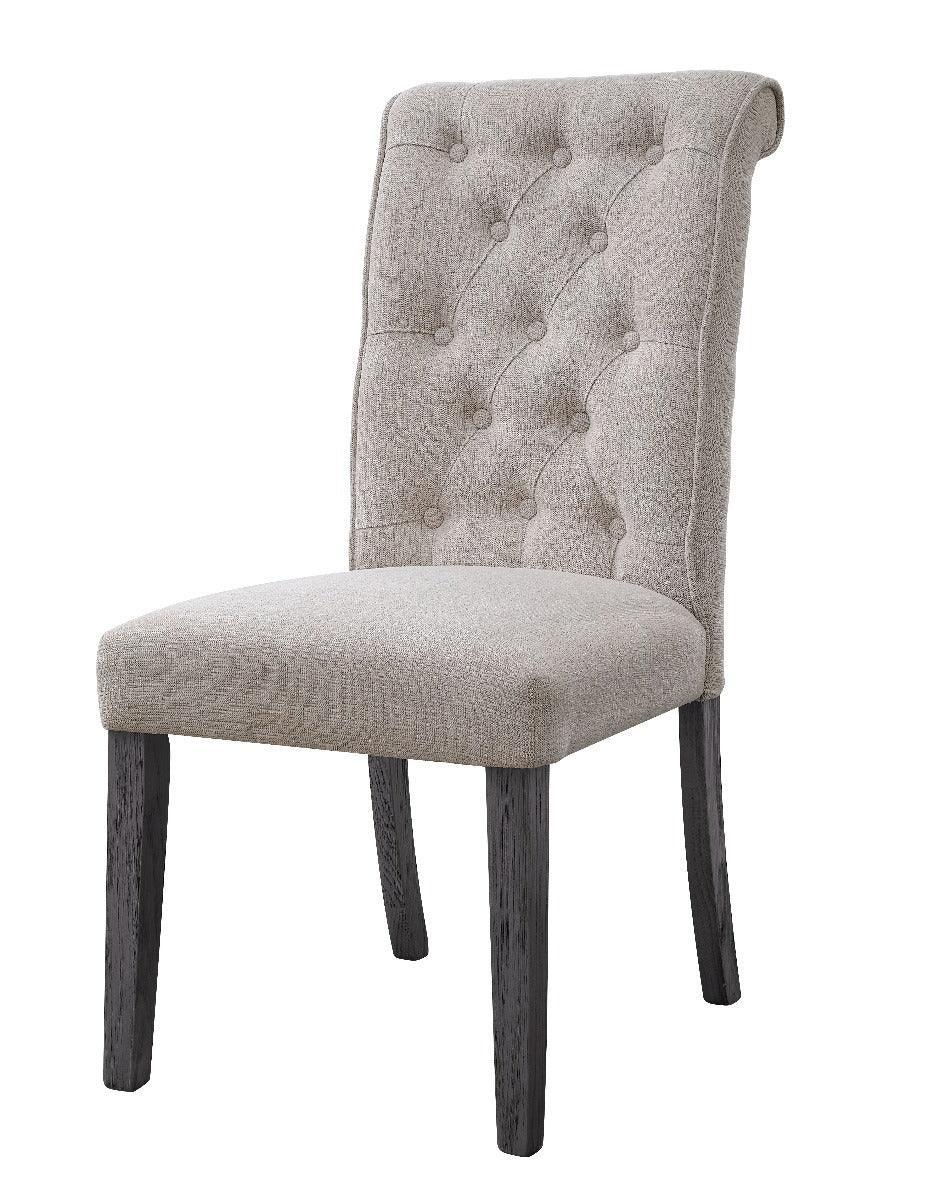 ACME Yabeina Side Chair (Set-2), Beige Linen & Gray Finish