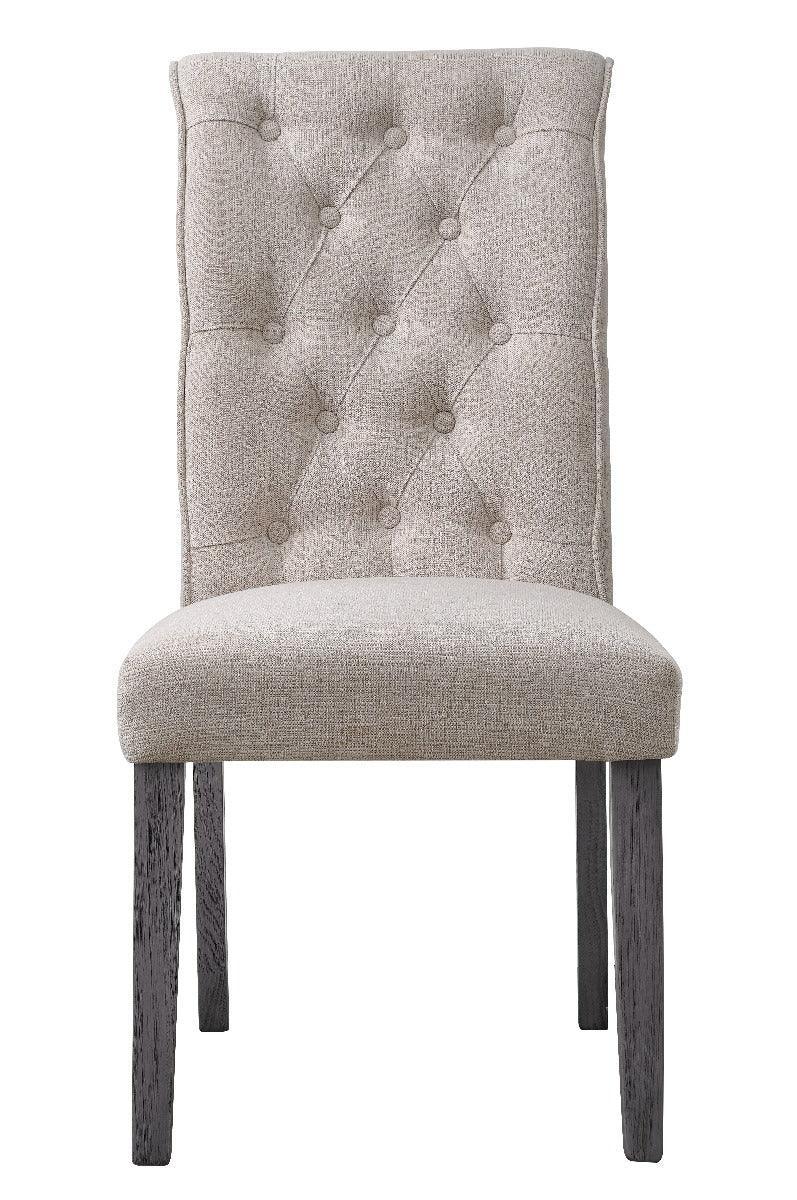 ACME Yabeina Side Chair (Set-2), Beige Linen & Gray Finish