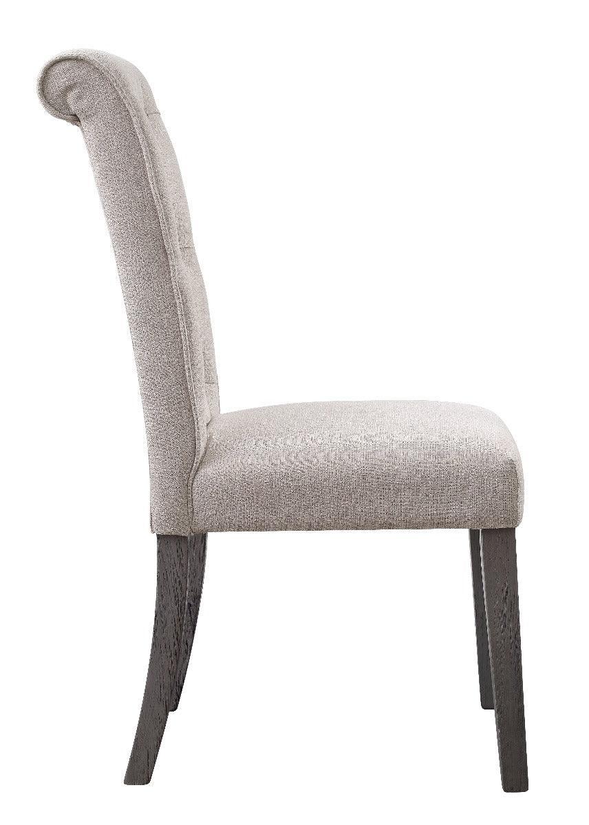 ACME Yabeina Side Chair (Set-2), Beige Linen & Gray Finish