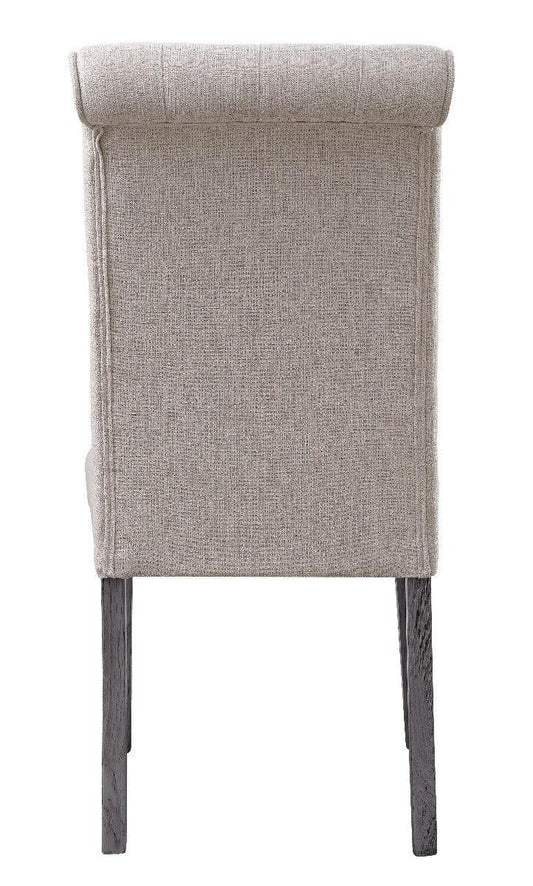 ACME Yabeina Side Chair (Set-2), Beige Linen & Gray Finish