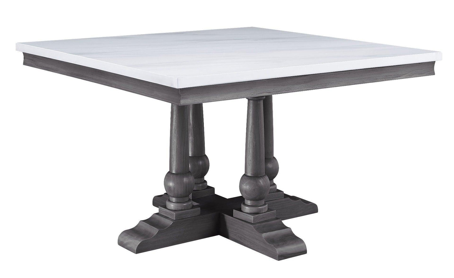 ACME Yabeina Square Dining Table , Marble Top & Gray Oak Finish