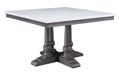 ACME Yabeina Square Dining Table , Marble Top & Gray Oak Finish