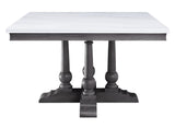 ACME Yabeina Square Dining Table , Marble Top & Gray Oak Finish