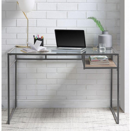 ACME Yasin  Writing Desk, Gray & Glass