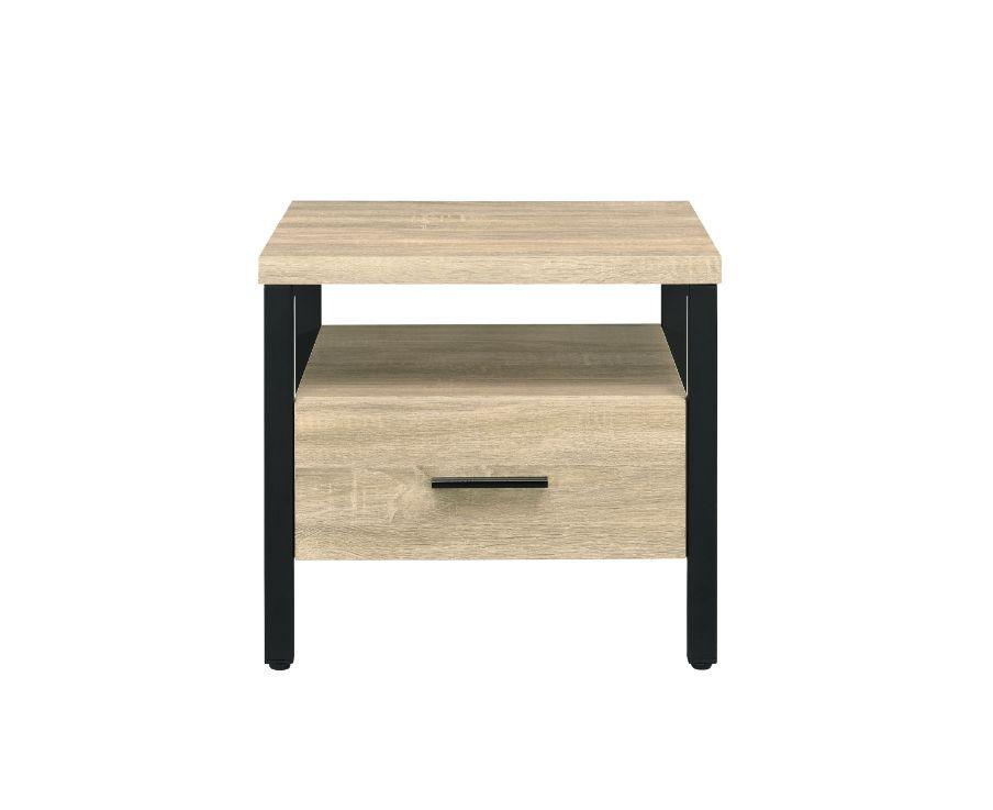 ACME Yawan Accent Table, Oak & Black Finish