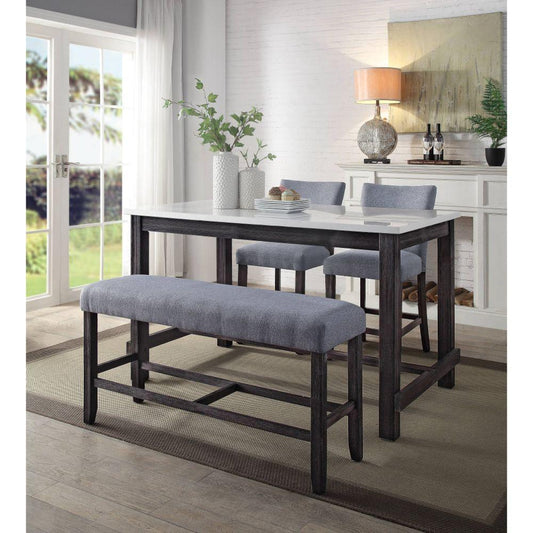 ACME Yelena Counter Height Bench, Fabric & Weathered Espresso