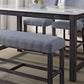 ACME Yelena Counter Height Bench, Fabric & Weathered Espresso