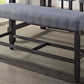 ACME Yelena Counter Height Bench, Fabric & Weathered Espresso