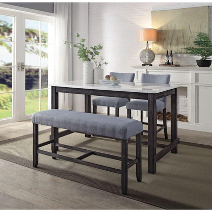 ACME Yelena Counter Height Table, Marble & Weathered Espresso