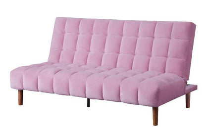 ACME Yolandi Adjustable Sofa, Pink Velvet & Dark Walnut Finish