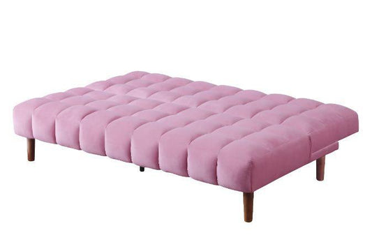 ACME Yolandi Adjustable Sofa, Pink Velvet & Dark Walnut Finish