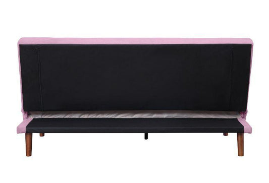 ACME Yolandi Adjustable Sofa, Pink Velvet & Dark Walnut Finish