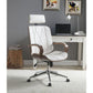 ACME Yoselin Office Chair, White PU & Walnut