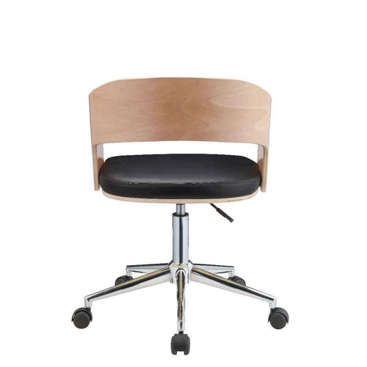 ACME Yoshiko Office Chair, Black PU & Beech