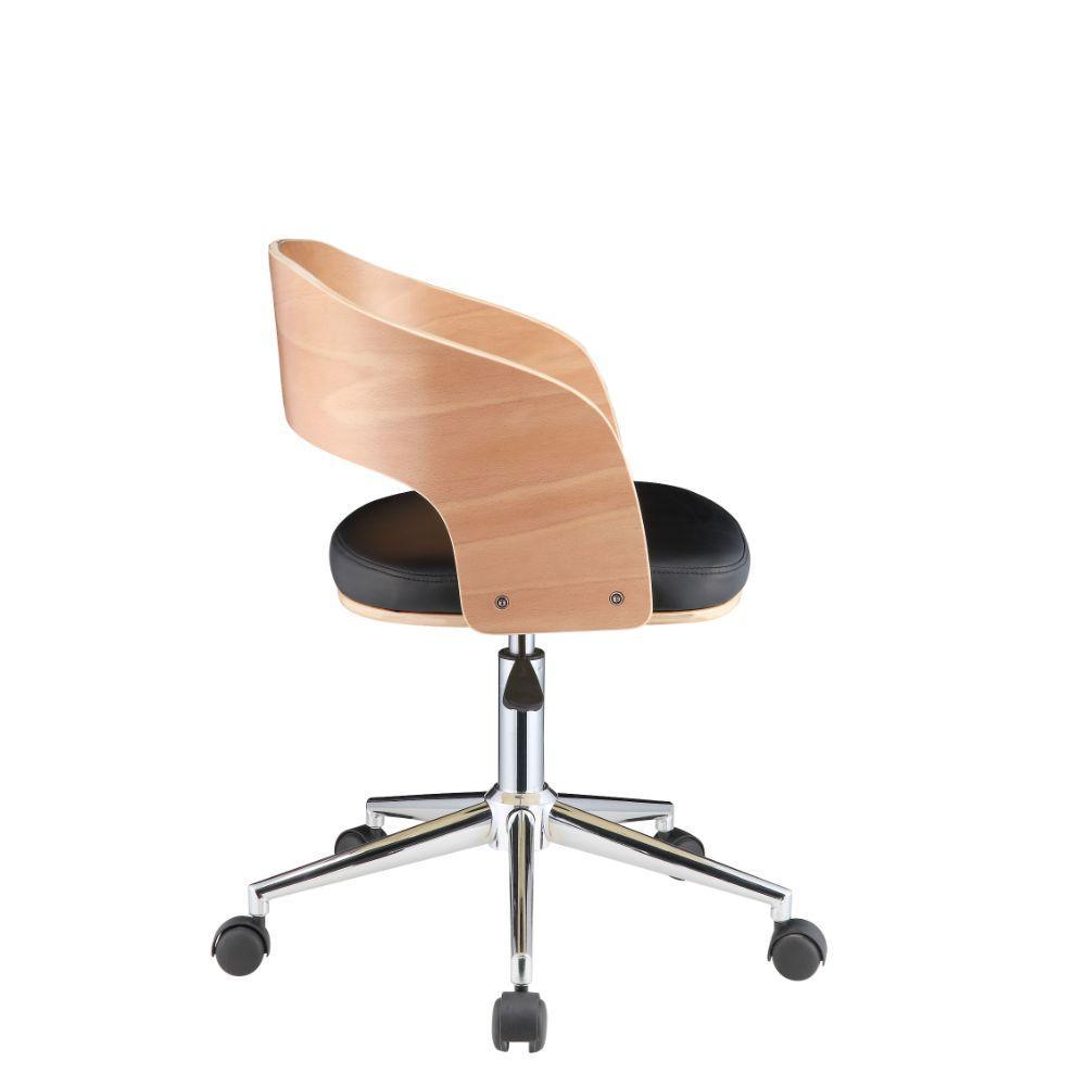 ACME Yoshiko Office Chair, Black PU & Beech