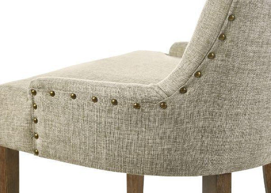 ACME Yotam Side Chair, Beige Fabric & Salvaged Oak Finish