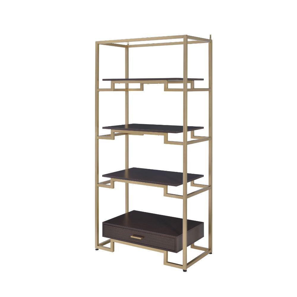 ACME Yumia Bookshelf, Gold & Clear Glass  92787