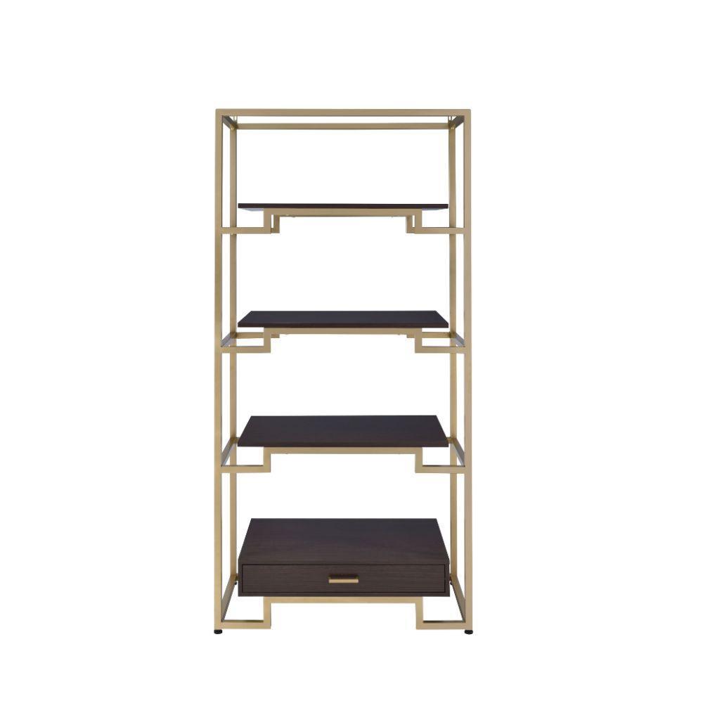 ACME Yumia Bookshelf, Gold & Clear Glass  92787