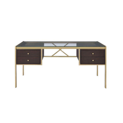 ACME Yumia Desk, Gold & Clear Glass  92785