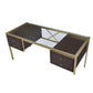 ACME Yumia Desk, Gold & Clear Glass  92785