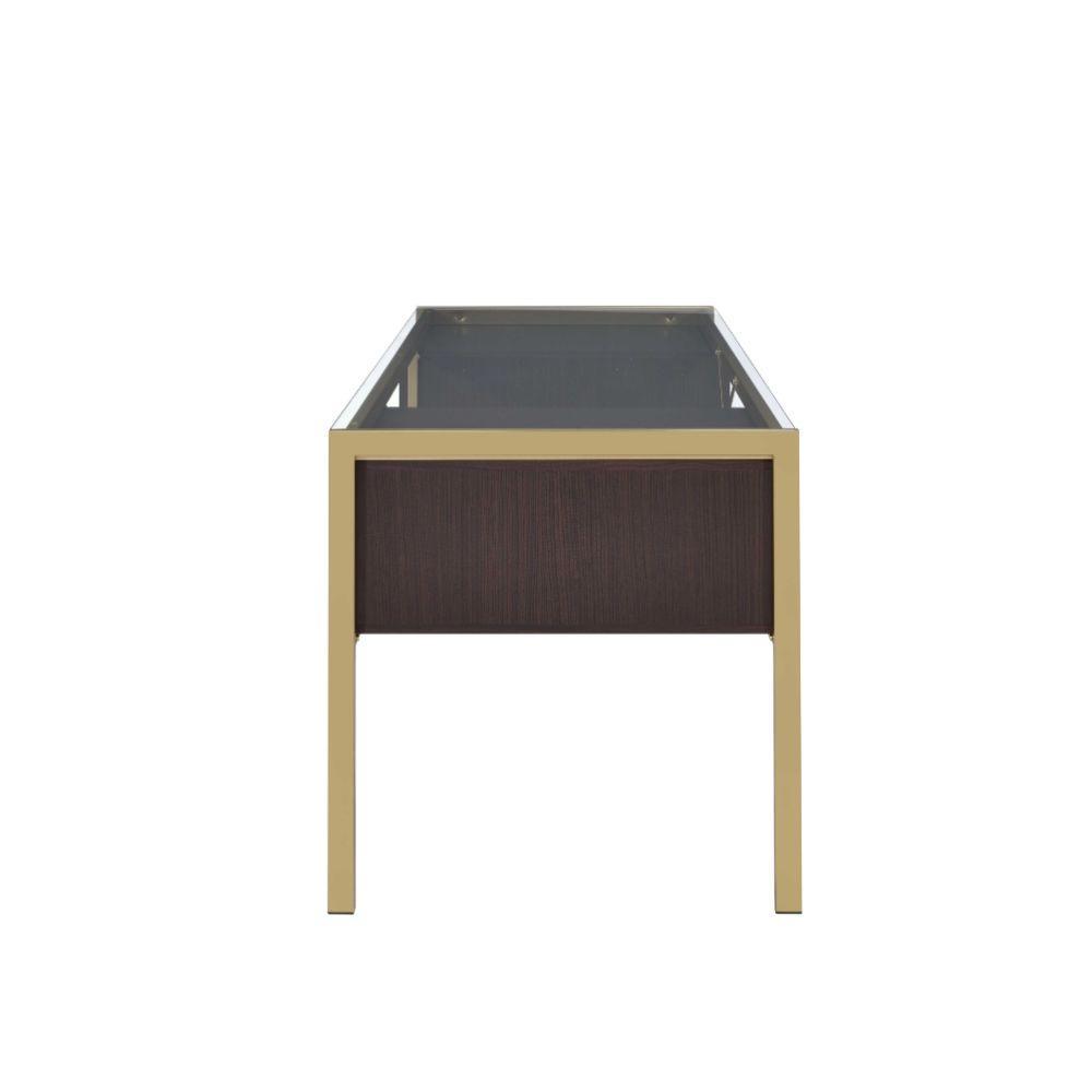 ACME Yumia Desk, Gold & Clear Glass  92785