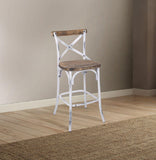 ACME Zaire Bar Chair (1Pc), Antique White & Antique Oak, 29" Seat Height