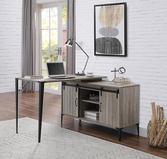 ACME Zakwani Writing Desk, Gray Oak & Black