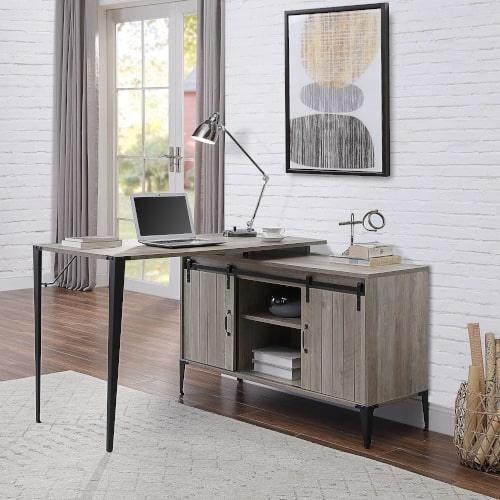 ACME Zakwani Writing Desk, Gray Oak & Black