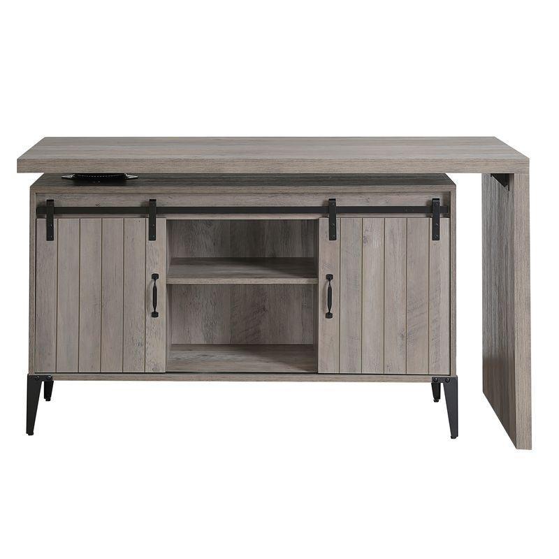 ACME Zakwani Writing Desk, Gray Oak & Black Finish