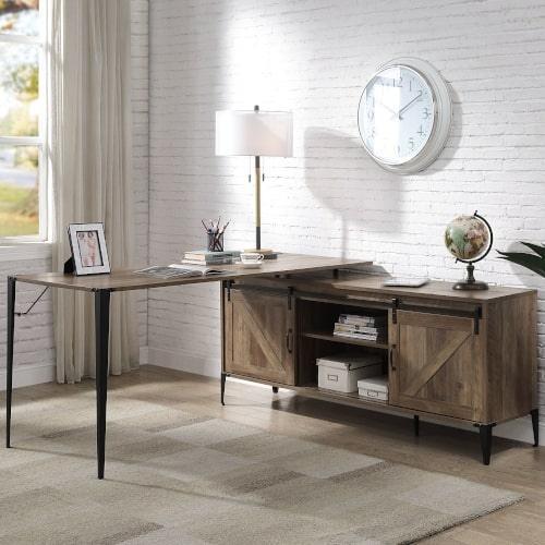 ACME Zakwani Writing Desk, Rustic Oak & Black Finish