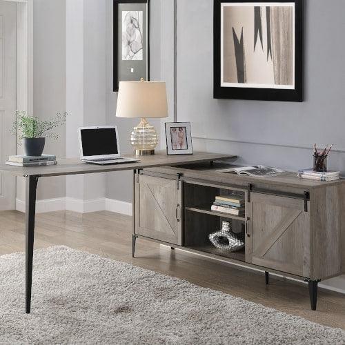 ACME Zakwani Writing Desk w/USB, Gray Oak & Black Finish