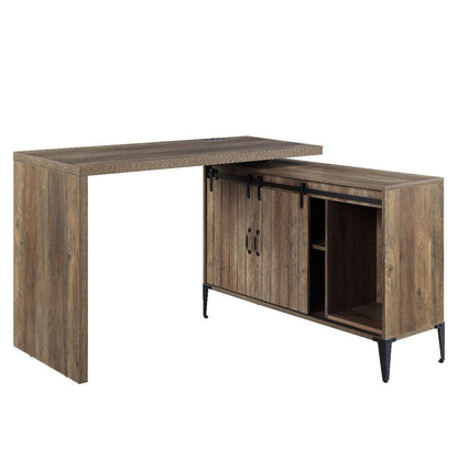 ACME Zakwani Writing Desk w/USB, Rustic Oak & Black Finish