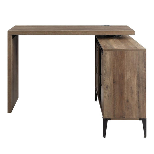 ACME Zakwani Writing Desk w/USB, Rustic Oak & Black Finish