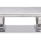 ACME Zander Coffee Table, White Printed Faux Marble & Mirrored Silver Finish