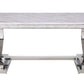 ACME Zander Dining Table, White Printed Faux Marble & Mirrored Silver Finish