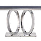 ACME Zasir Sofa Table, Gray Printed Faux Marble & Mirrored Silver Finish