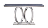 ACME Zasir Sofa Table, Gray Printed Faux Marble & Mirrored Silver Finish