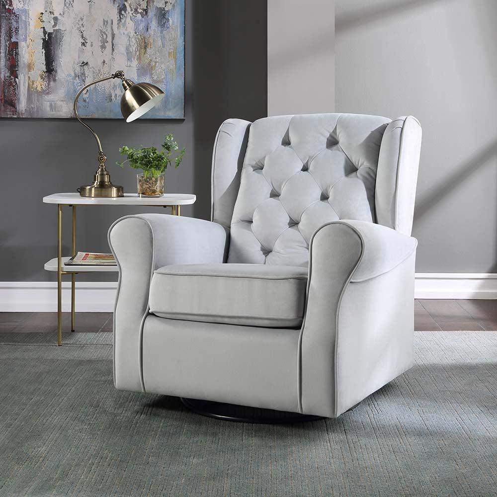 ACME Zeger Swivel Chair w/Glider , Gray Fabric