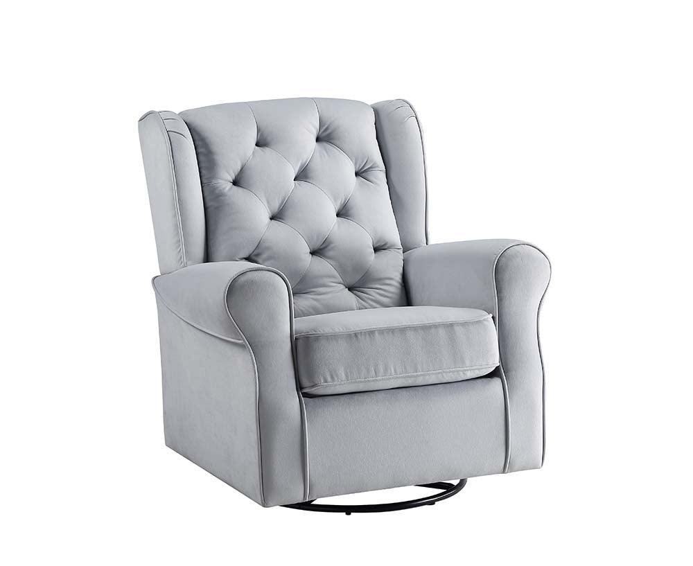 ACME Zeger Swivel Chair w/Glider , Gray Fabric