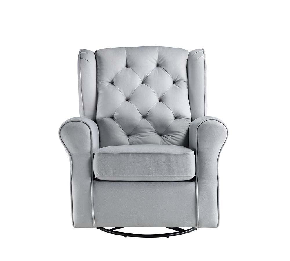 ACME Zeger Swivel Chair w/Glider , Gray Fabric